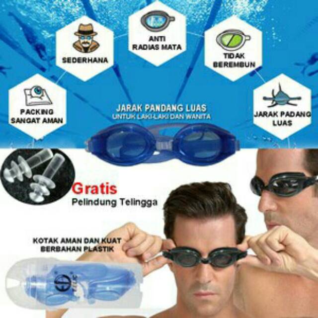 Kacamata renang eelic biru muda