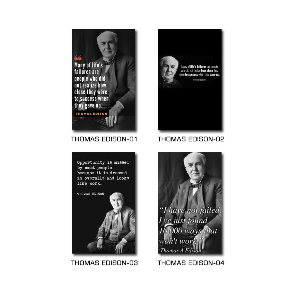 Dine Wood Hiasan  Dekorasi Dinding Walldecor Poster Quote Thomas Edison Motivasi 15x24 cm Vintage