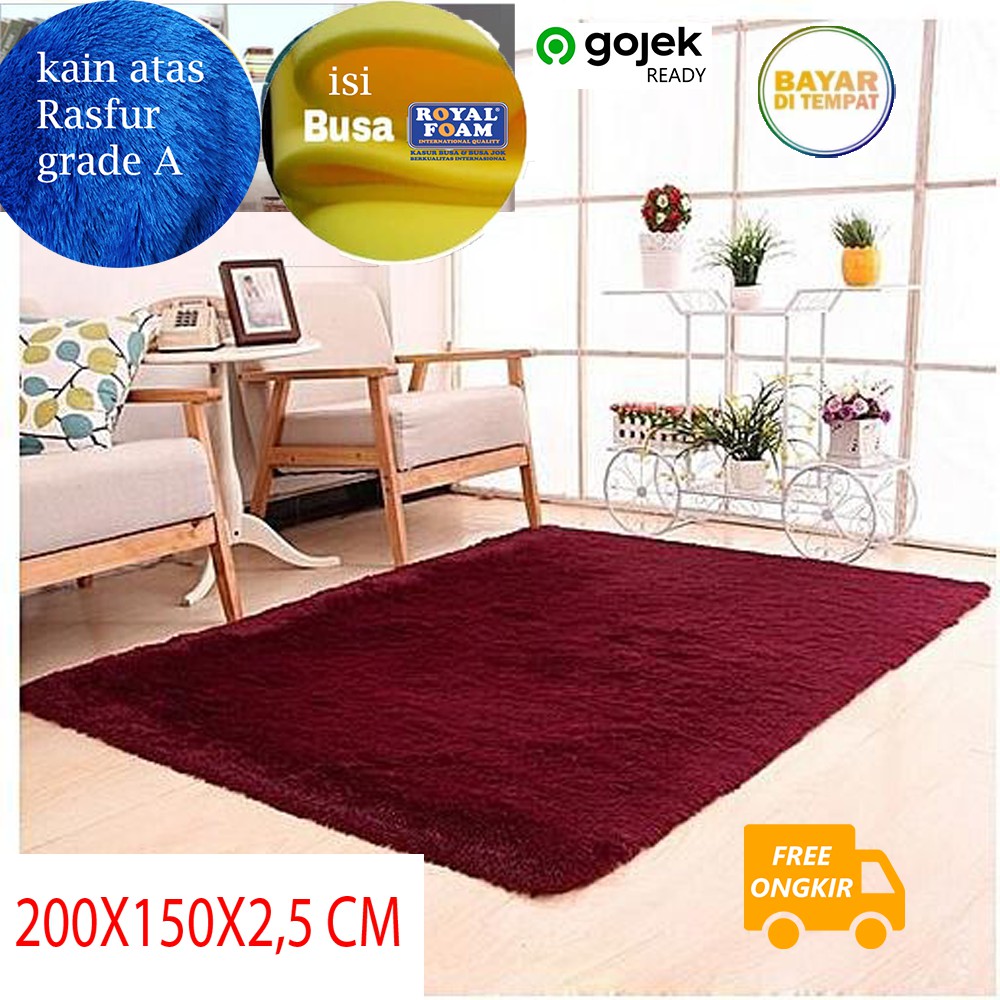  karpet  bulu  rasfur 200x150xtebal 2 5cm Shopee Indonesia