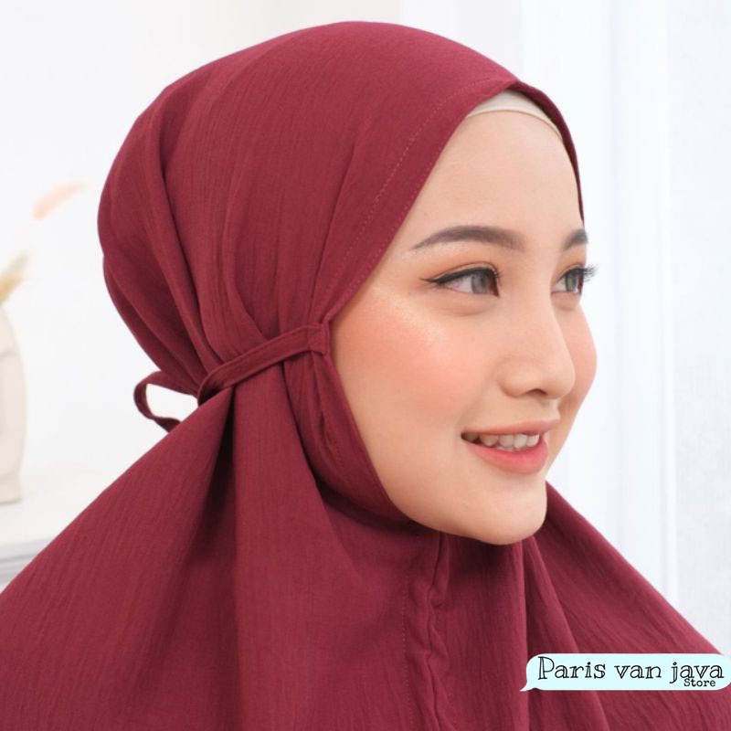 Bergo Maryam CRINKLE AIRFLOW PREMIUM (M) | Jilbab Instan Tali Non Pad (M) | Hijab Bergo Cringkle Airflow | Kerudung Instan