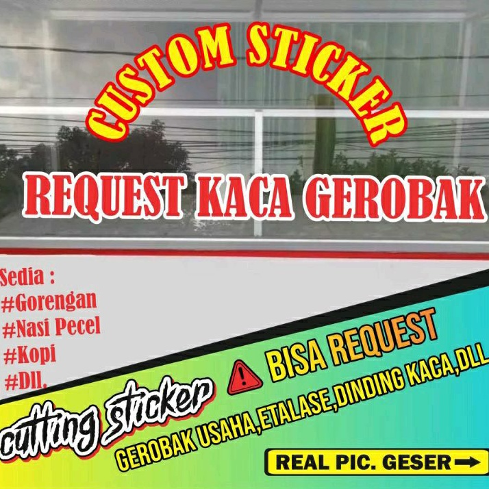 Custom Tulisan buat Gerobak/Kaca, Custom stiker Nama buat di Kaca/Gerobak Dagangan