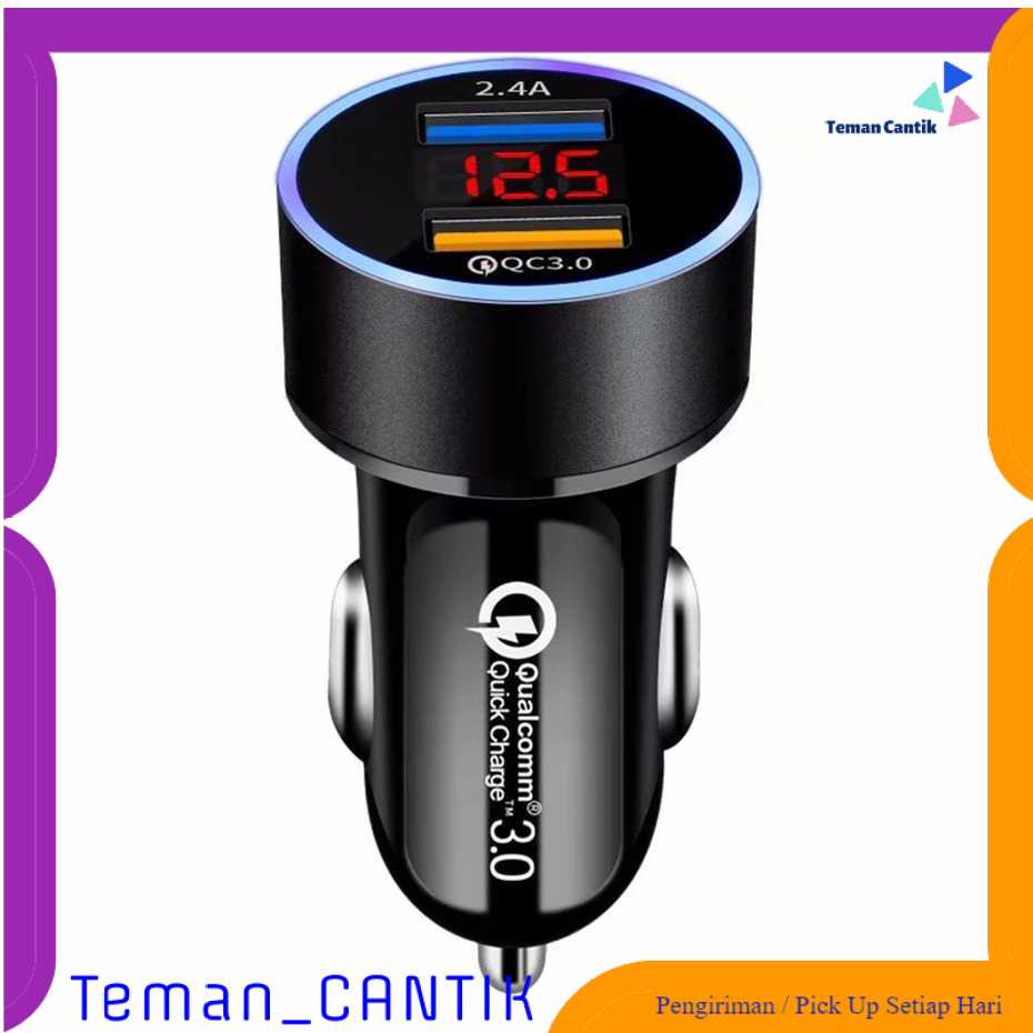 GS8 Cas Mobil TC-A1 Leeioo Car Charger Dual USB Port QC3.0 2.4A LCD Display - LE001