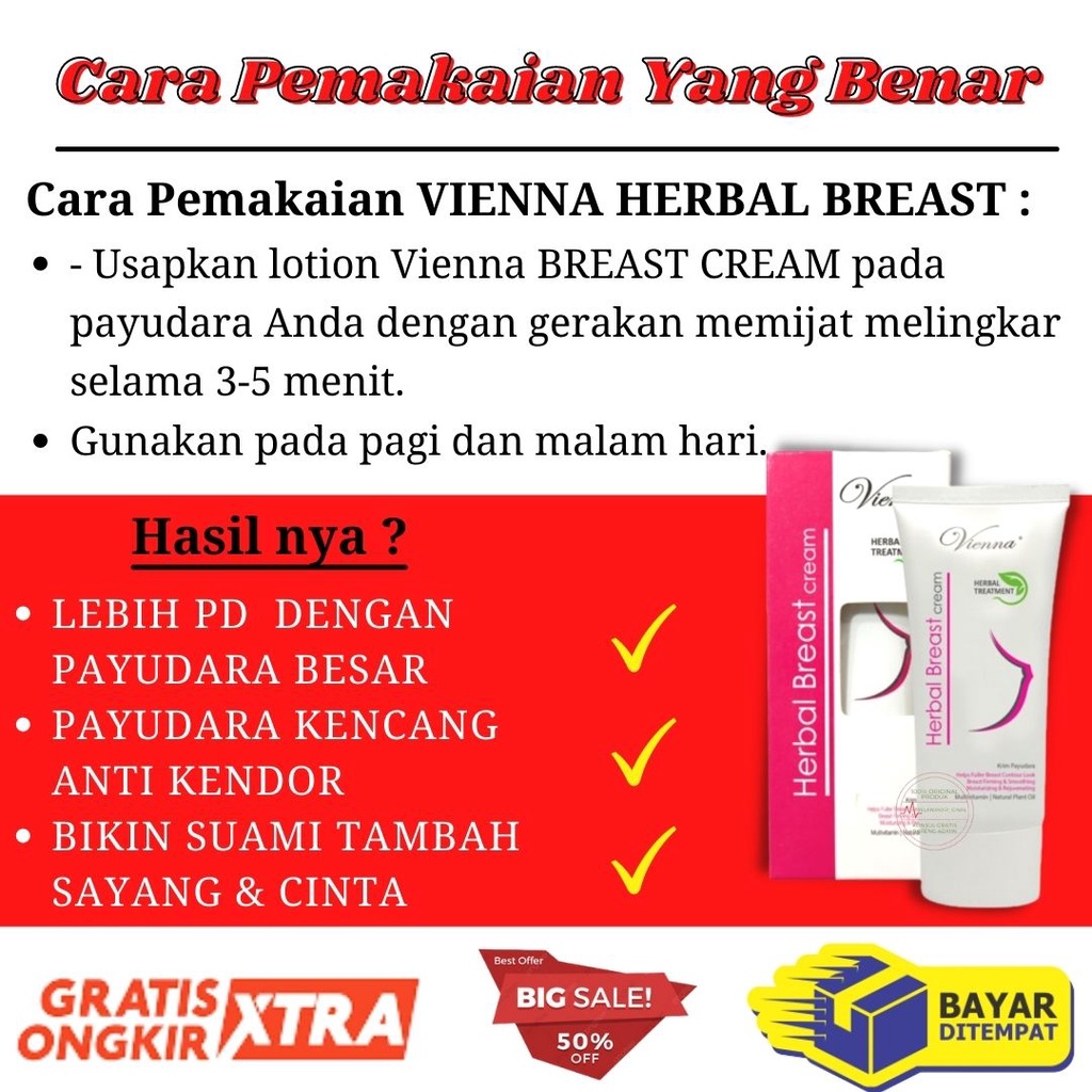 PEMBESAR PAYUDARA CREAM PAYUDARA VIENNA HERBAL BREAST ORIGINAL BPOM PENGENCANG PAYUDARA