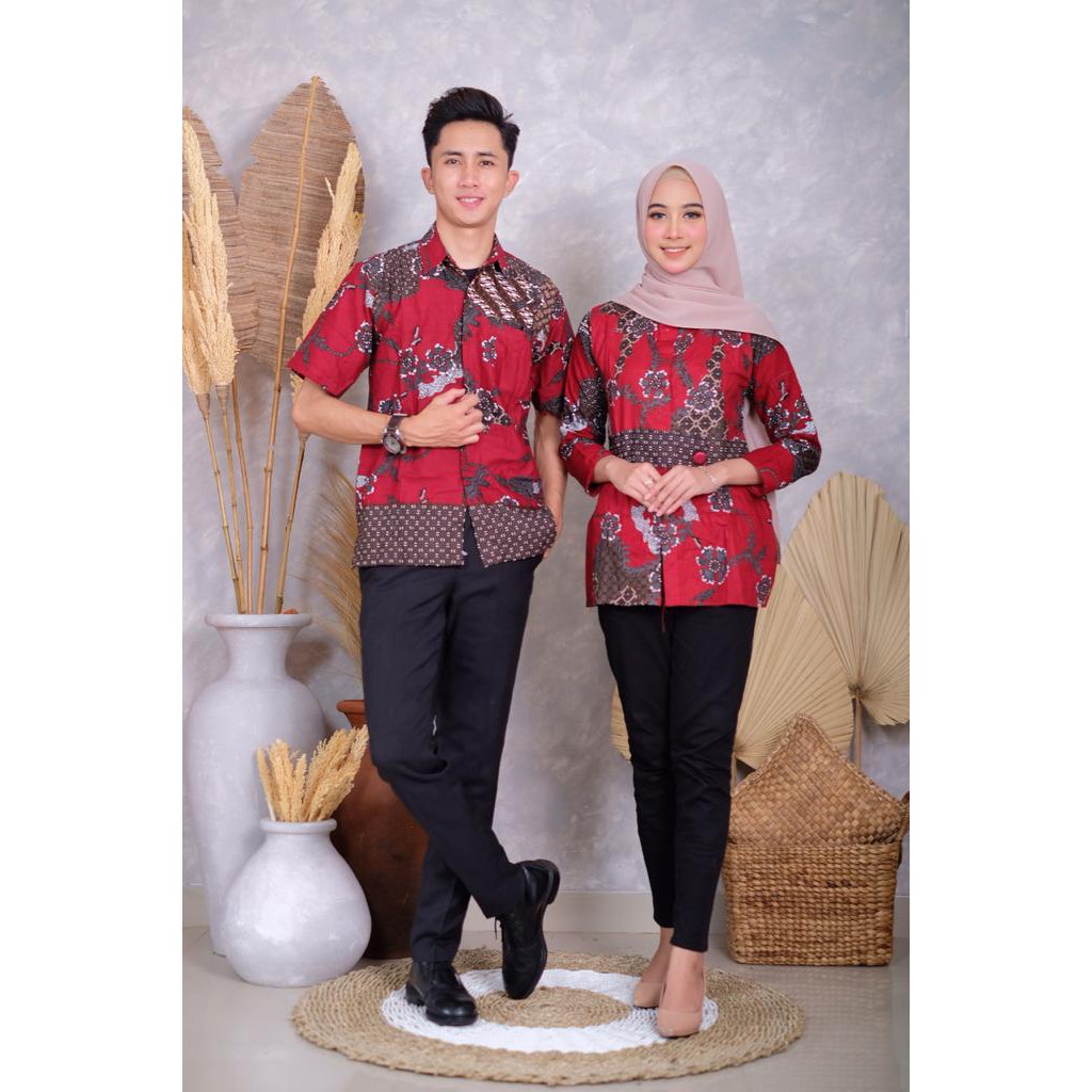 BATIK COUPLE ATASAN HEM PENDEK M L XL XXL