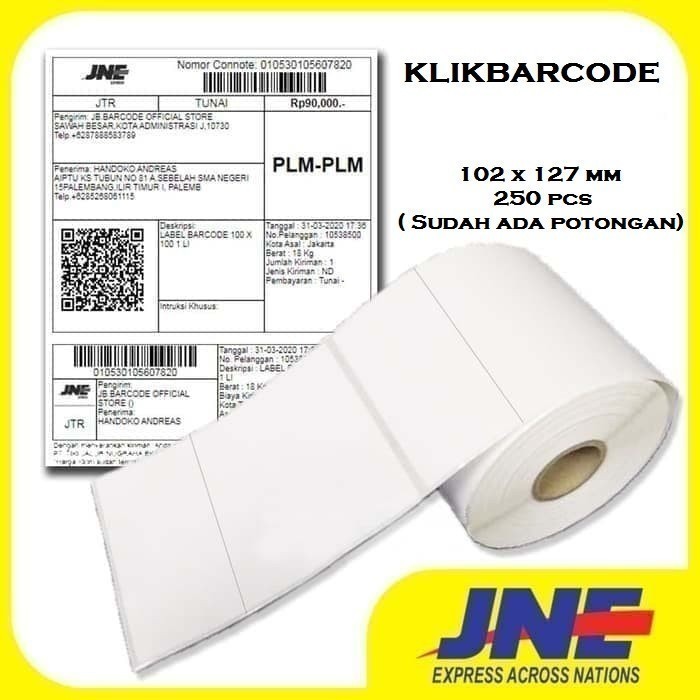 

PROMO LABEL STICKER JNE 102X127MM ISI 250 PCS BARCODE SEMICOAT RESI JNE MURAH