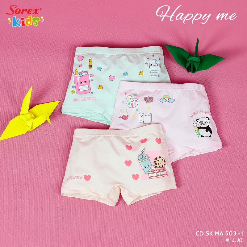 [ 6pc ] CD Boxer Sorex Kids MA 503 -1 / Celana Dalam Anak Perempuan Boxer  Ma503 | Bwr