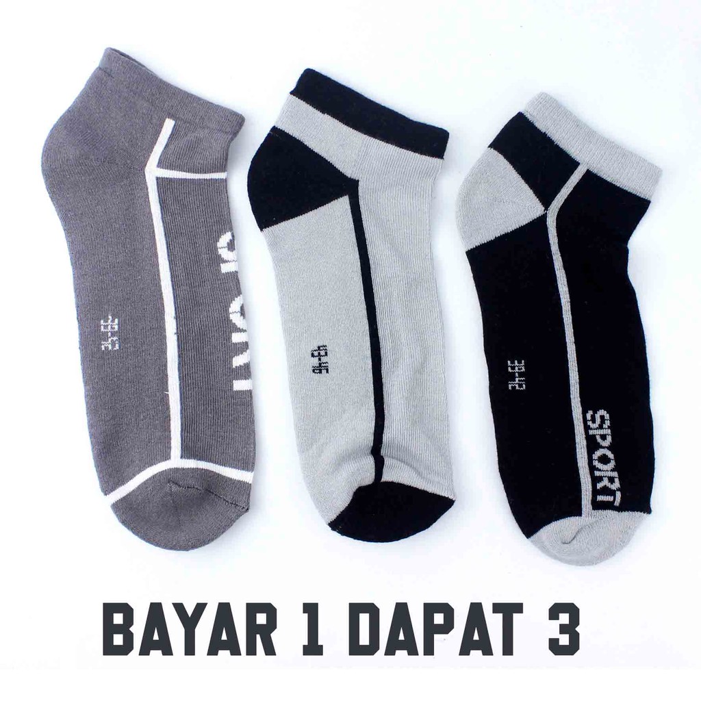 Kaos Kaki Olahraga Pria Pendek Bahan Tebal ISI 3 PASANG