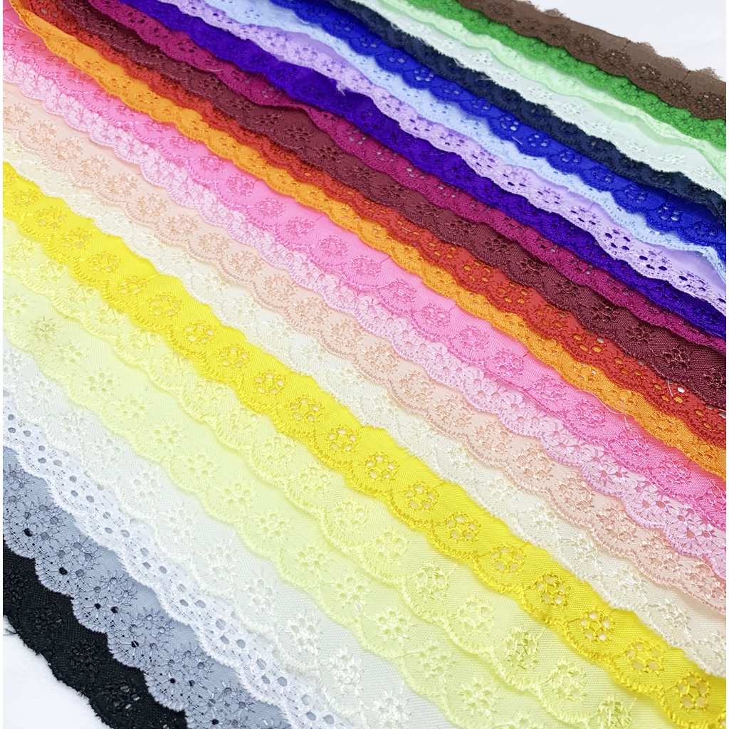 Renda Samping Katun Dengan Lubang Lebar 2 cm MINIMUM BELANJA 10rb