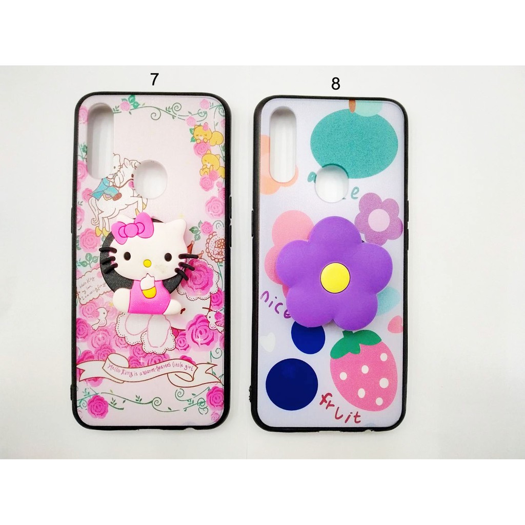 Case OPPO A8 A31 Case Fuze Glass Plus Popsocket Karakter Lucu