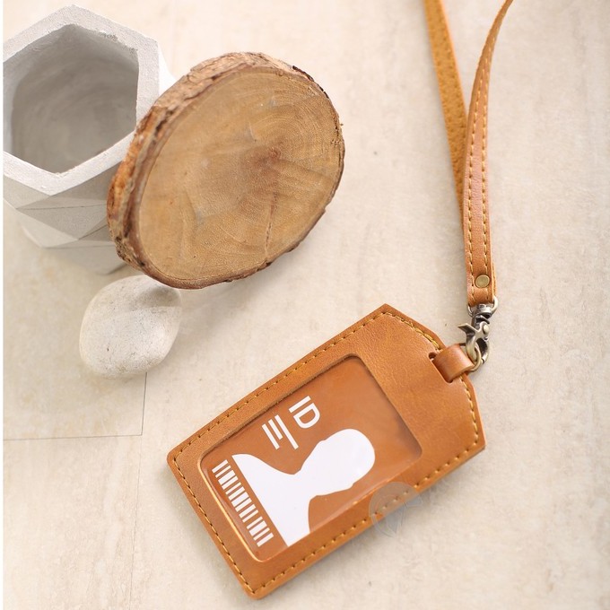 

Name Tag ID Card Holder Patuk Kalung Premium ID Badge Leather Clip Gntungan Magnet Identitas 2 Warna