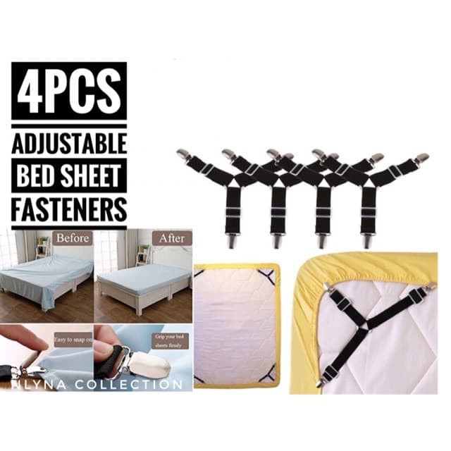 TBI 4pcs Penjepit Sprei Bed Sheet Fastener PENGENCANG SPREI SERBAGUNA