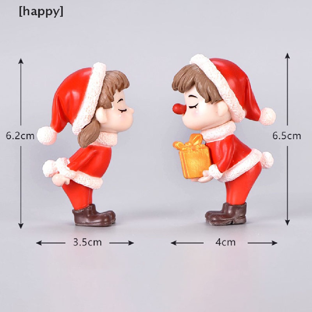 Ha 2pcs / Set Boneka Pasangan Mini Bahan Resin Untuk Dekorasi Natal