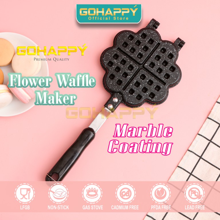 Flower Waffle Maker Teflon Marble Waffle maker bunga Cetakan waffle hati Gohappy