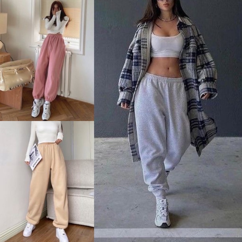 NEW [TREND] Oversized Sweatpants Premium Cotton Fleece Celana Jogger Oversize