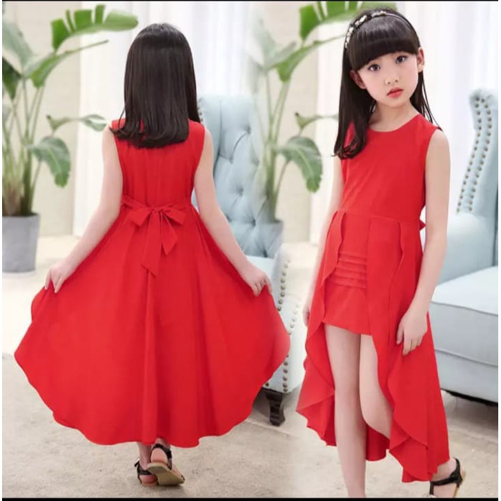 QFS - DRESS PINGUIN / DRESS PESTA ANAK / MERAH / TERBARU/UMUR 7-12 TH/TERPOPULER/TERLARIS/TREND