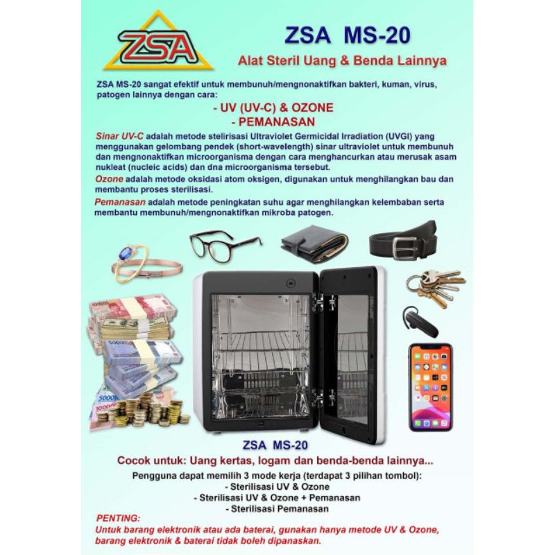 Mesin Disinfektan sterilisasi Ultraviolet ZSA MS-20 Sterillizer Box murah