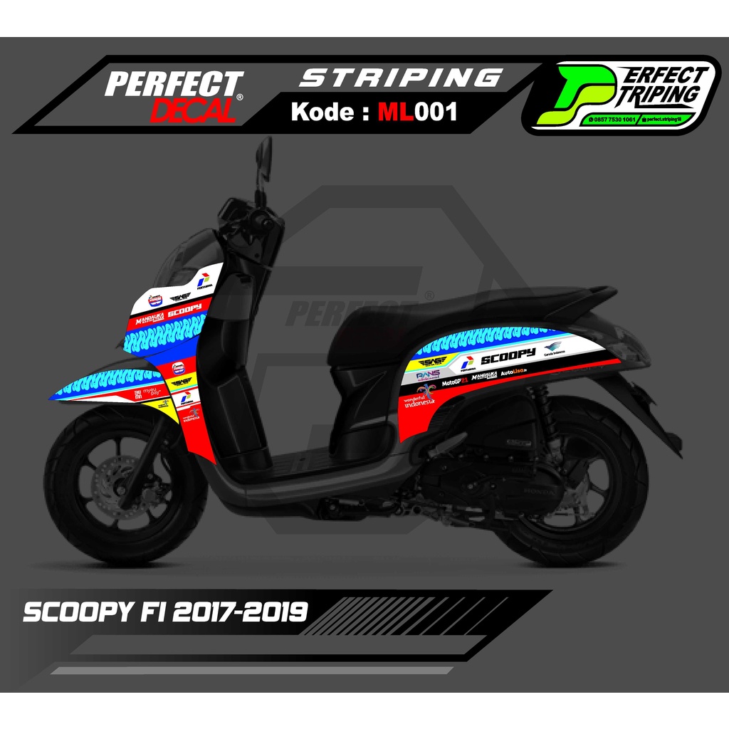 Stiker Striping Motor HONDA SCOOPY FI 2016 - 2019 MANDALIKA LIVERY Sticker Variasi List SCOOPY FI 11