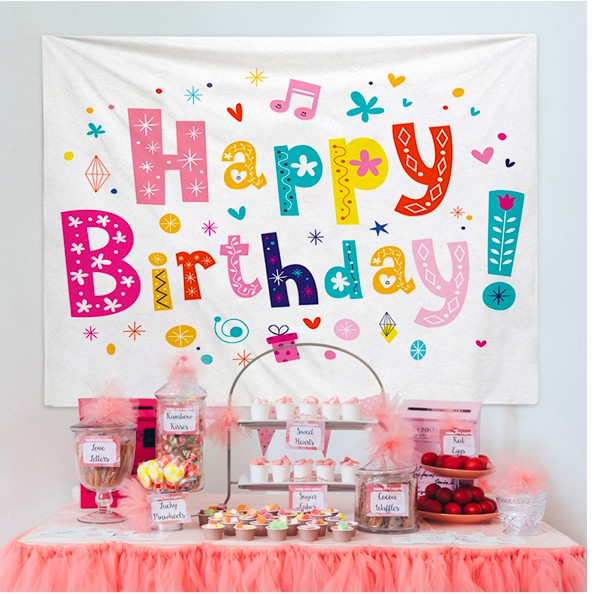 LATAR BACKGROUND DEKORASI ULANG TAHUN HAPPY BIRTHDAY PAJANGAN DINDING ULANG TAHUN 150x130