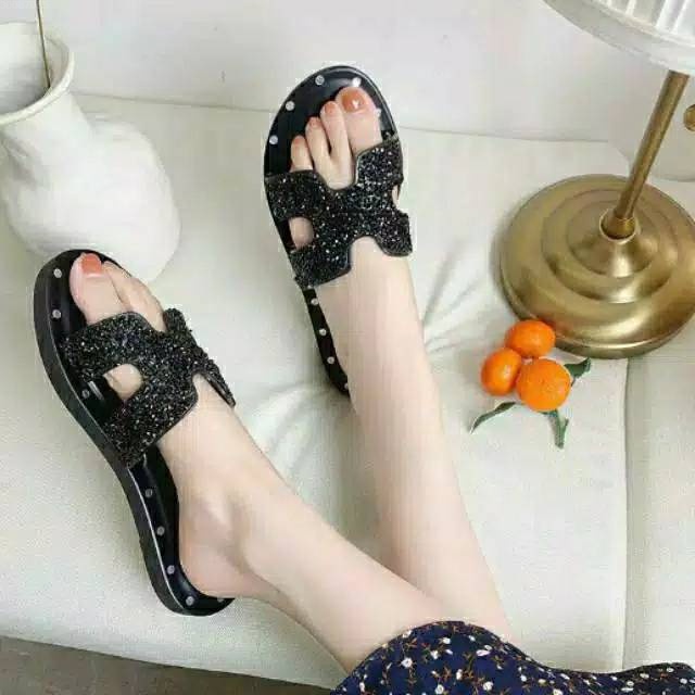 Sandal Wanita SP17 Motif Manik-Manik Fashion Korea Import Real Pict AccFashionMurah