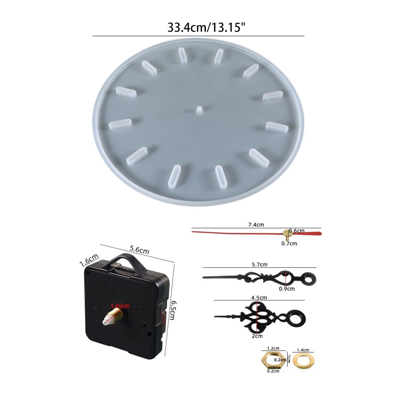 SIY  Clock Resin Molds for Resin Large Round Silicone Epoxy Molds with Pointer