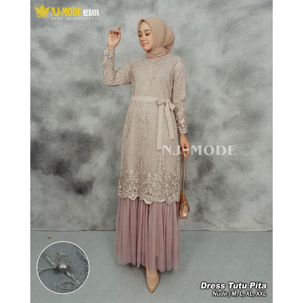 PROMO LONG GAMIS TUTU TULLE MUTIARA BORDIR / GAMIS PESTA