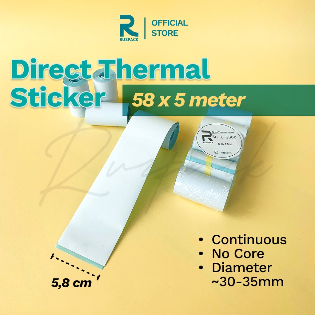 Direct Thermal Sticker [58x5METER] Stiker Resi Pengiriman Label Barcode Thermal Continuous