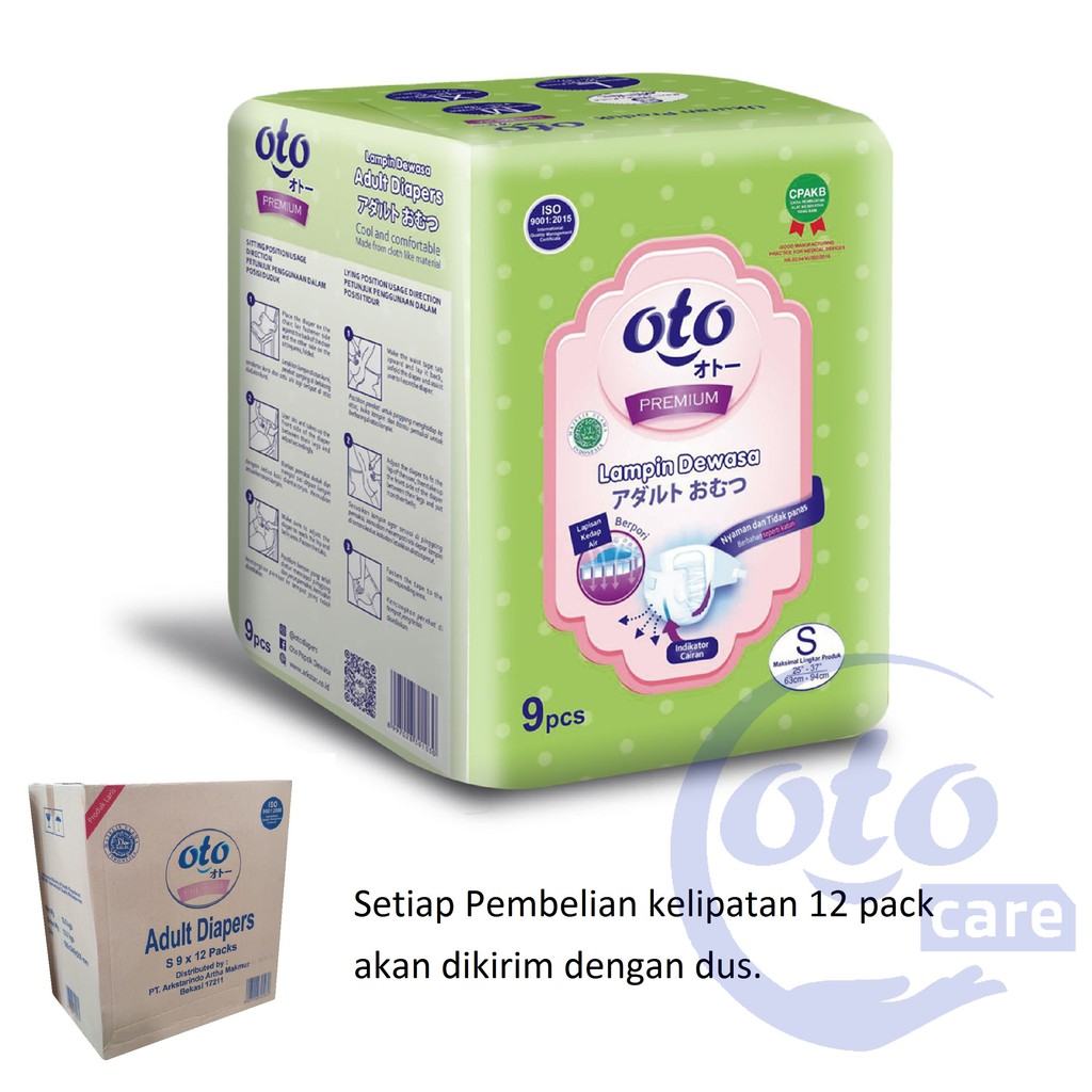 OTO Popok Dewasa PREMIUM ( Daya Serap Lebih Banyak ) Lem Perekat Adult Diapers S isi 9 pcs