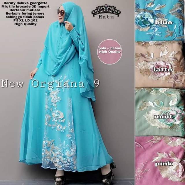 Gamis set jilbab ratu kombi brukat tile