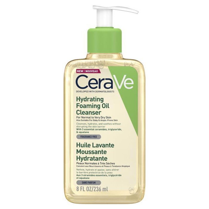 CERAVE Hydrating Foaming Oil Cleanser, 8 fl.oz (236 ml)