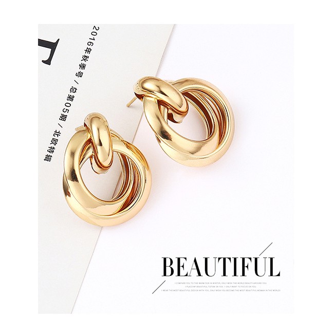 LRC Anting Tusuk Fashion Kc Disc Earrings Y61822
