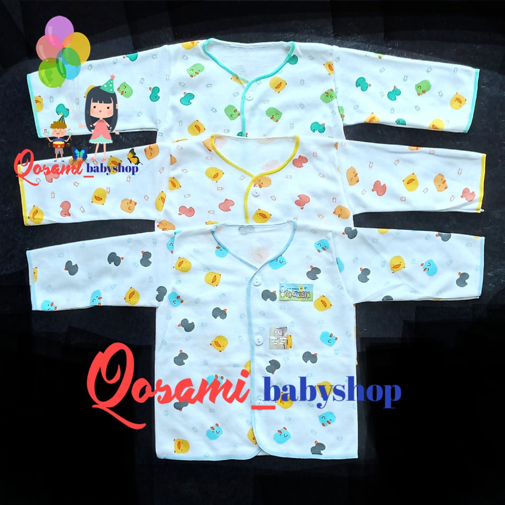 SHANKUSEN 3 pcs Baju Panjang Kancing Bayi Motif SNI