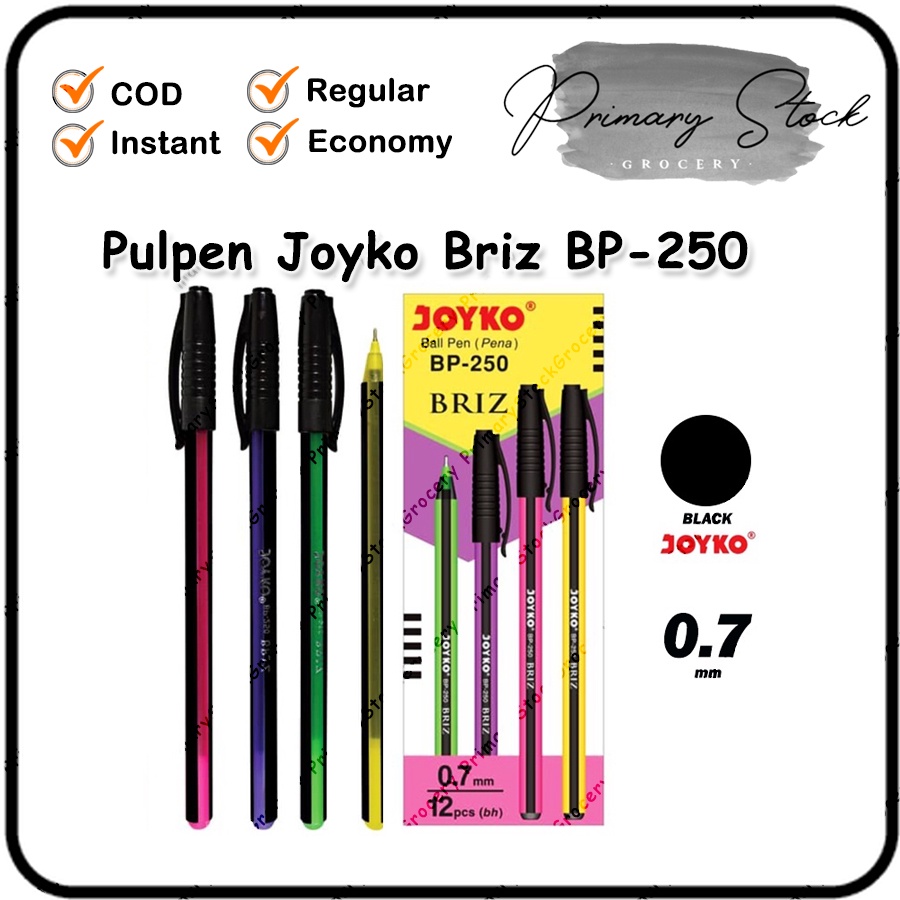 

Ball Pen Pulpen Pena Joyko BP-250 Briz 0.7 mm 1 BOX 12 PCS Grosir 1 Lusin
