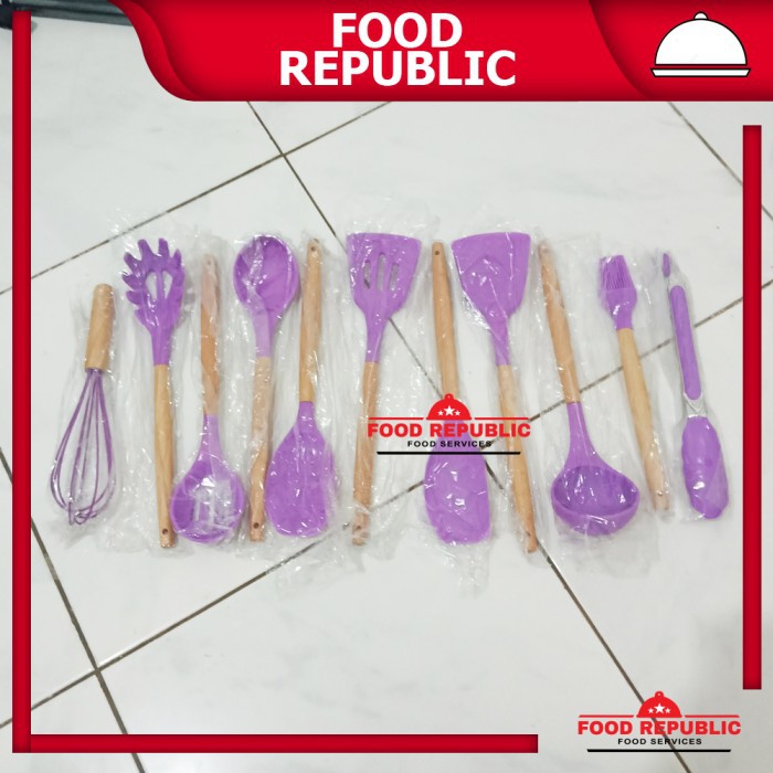 BELVIN KITCHEN SET SILICONE UTENSILS 11PCS PURPLE - SUTIL SILIKON UNGU