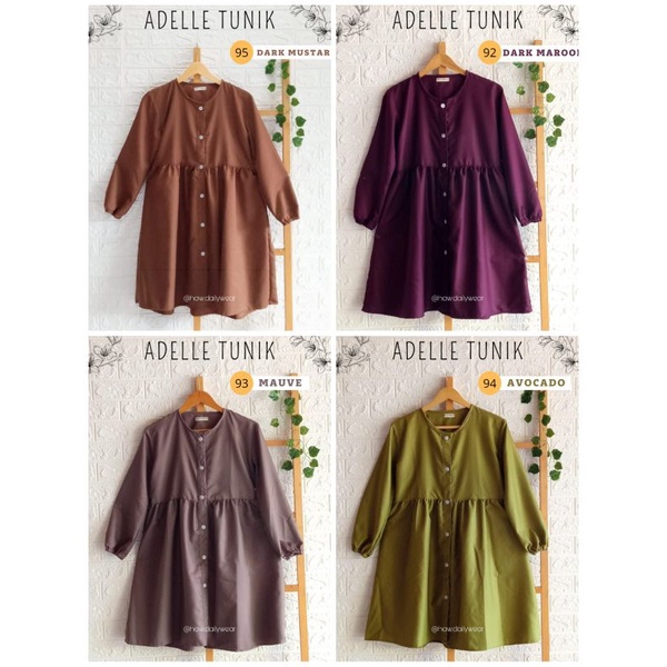 Adelle Tunic by HAW Daily wear.. Tunic bahan Premium Toyobo dengan pilihan warna yang cantik-cantik 