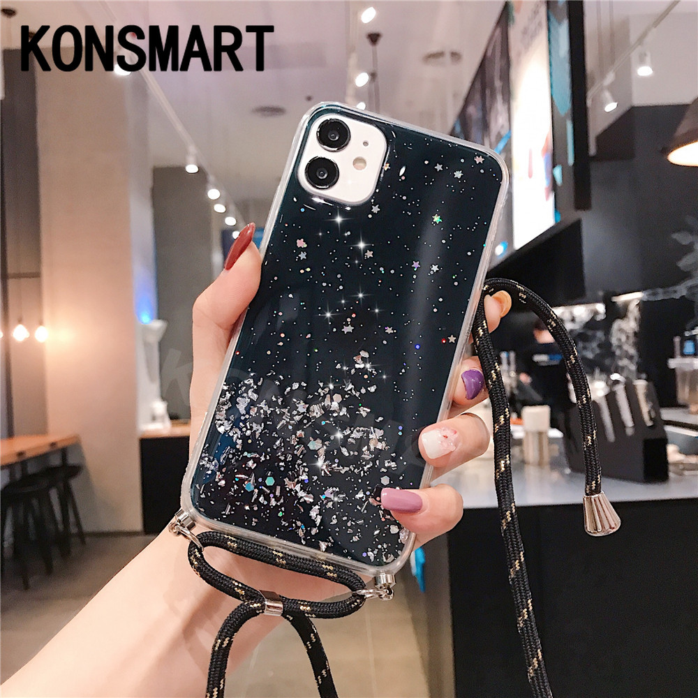 Casing Motif Bintang Dengan Tali Lanyard Untuk Iphone 11 Pro Max Xs X Xr 8 7 6 S 6s Plus