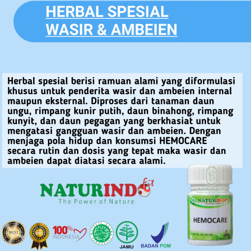 HEMOCARE obat herbal wasir dan ambien dengan gejala susah bab panas di anus dan bengkak serta radang-1