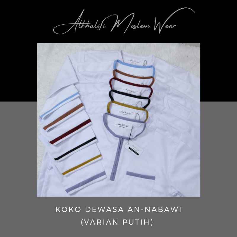 COUPLE Baju Koko Dewasa An-Nabawi (Varian White) Berkualitas by Alkhalifi Moslem Wear