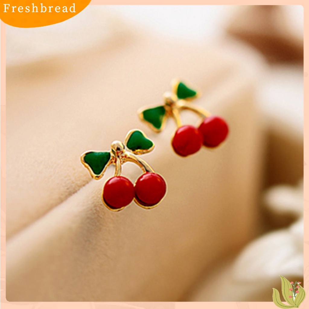 Terlaris 2Pcs Stud Ear Ring Colorful Decorative Golden Color Cherry Stud Earring for Dressing Room