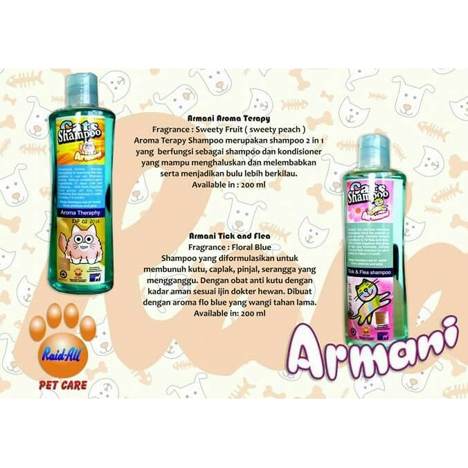 Shampoo Kucing Anti Kutu 200ml - Raid all Armani