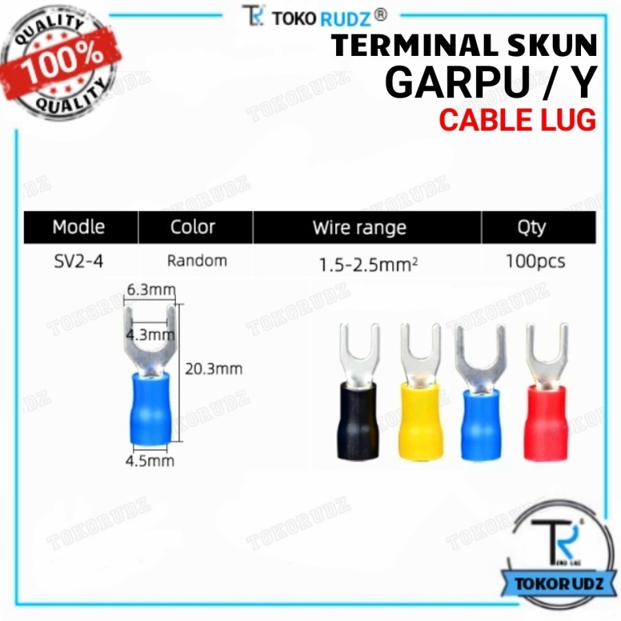 Kabel Skun Y Sekun SV24 Isolasi Konektor Kabel Listrik 1.5 - 2.5 mm Terminal SV2.4