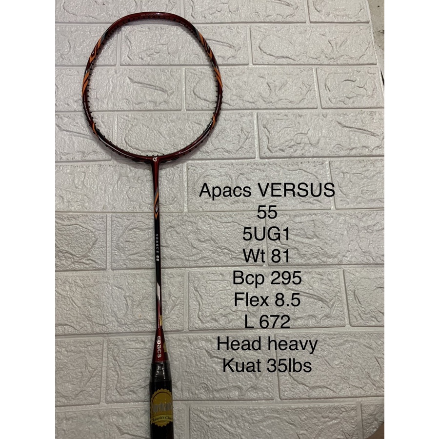 Raket Badminton APACS VERSUS 55 grip 5UG1 +senar kuat 35LBS ORIGINAL