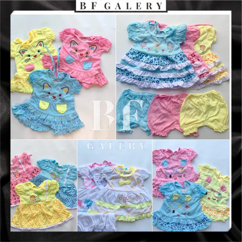 BFC002 Setelan Baju Anak Bayi Usia 0-2Tahun Gambar Set Baju Anak Perempuan Lucu AllSIZE