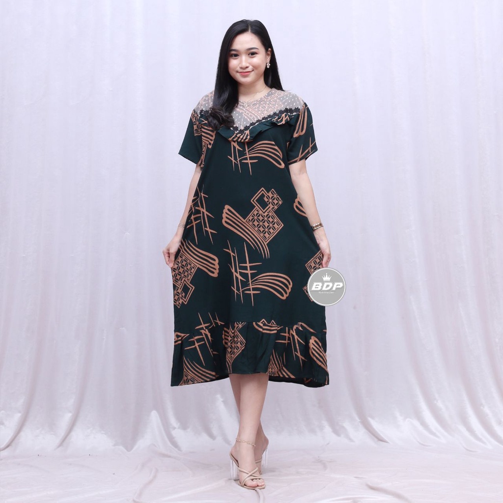 Temukan DASTER ARAB ZEEMA | RAYON SUPER GRADE A | RESLETING DEPAN BUSUI | RENDA MILO-Bela hijau botol