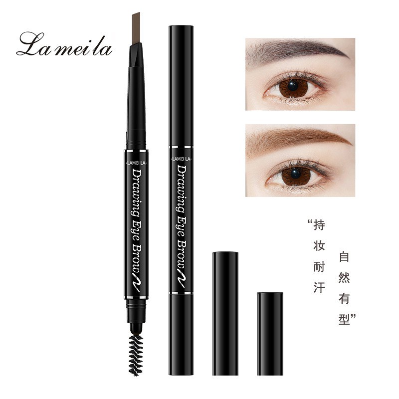 LAMEILA Pensil Alis Original Eyebrow 2 in 1 Kepala Ganda Pink Sakura