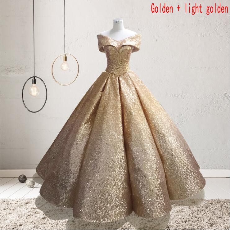 Promo Dress Elegant Off Shoulder Bling Sequin Wedding Bridal Ball Gown Evening Dress Shopee Indonesia