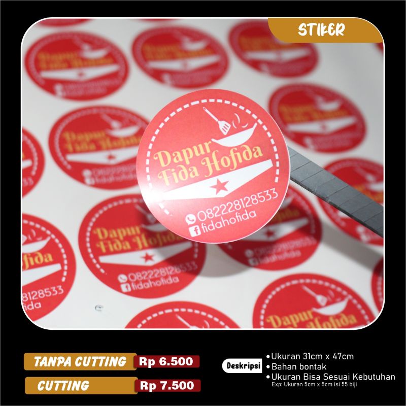 

CETAK & CUTTING STIKER PRODUK UKURAN A3