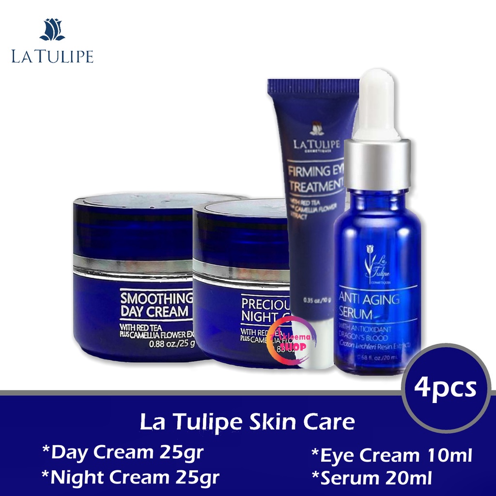 Paket La Tulipe Anti Aging Series (Day Cream 25 gr + Serum 20 mL + Night Cream 25 gr + Firming Eye Treatment 10gr)