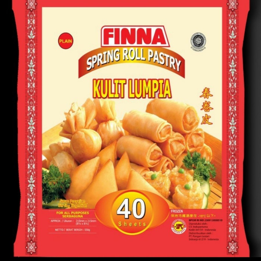 

Khusus Gojek- Kulit Lumpia (SP Roll Skin) Finna 21,5x21,5cm Isi 40 lbr