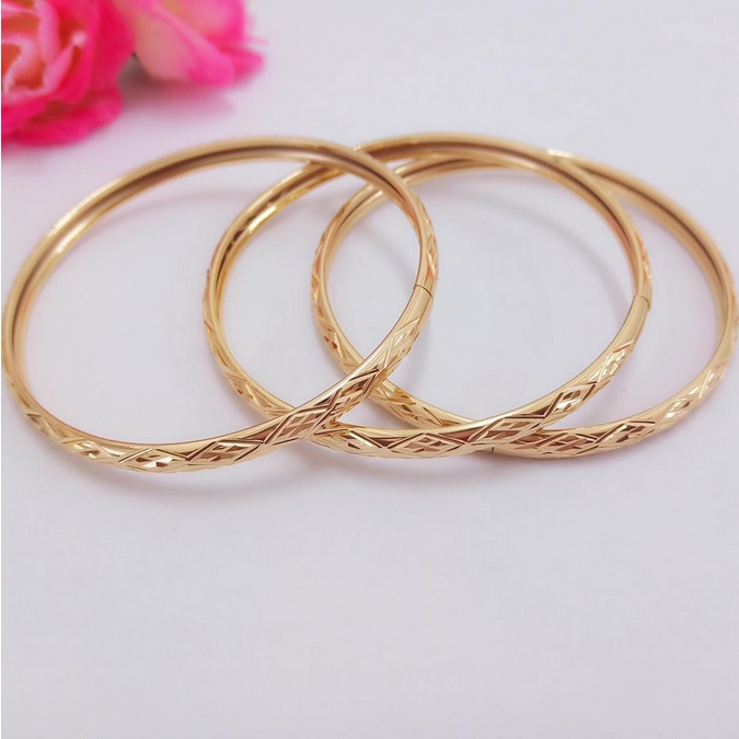 Gelang Tangan Keroncong Titanium Lapis Emas 24k (Harga 3pcs)