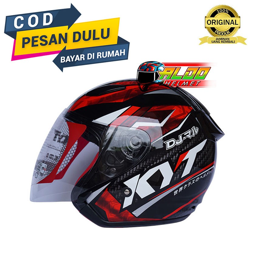 HELM KYT DJ MARU MOTIF #15 BLACK RED | HALF FACE SNI DJ MARU ORIGINAL